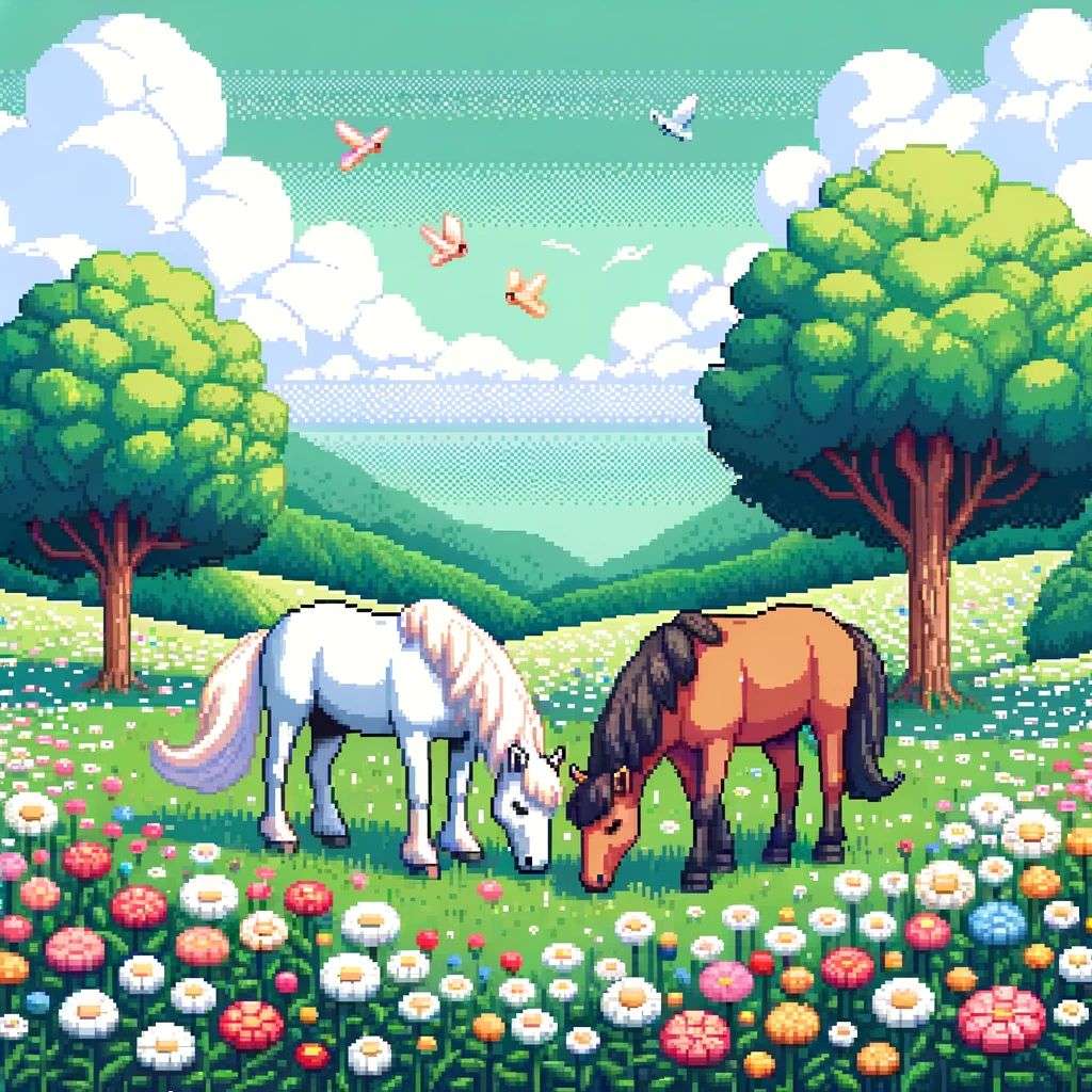 a horse, pixel art